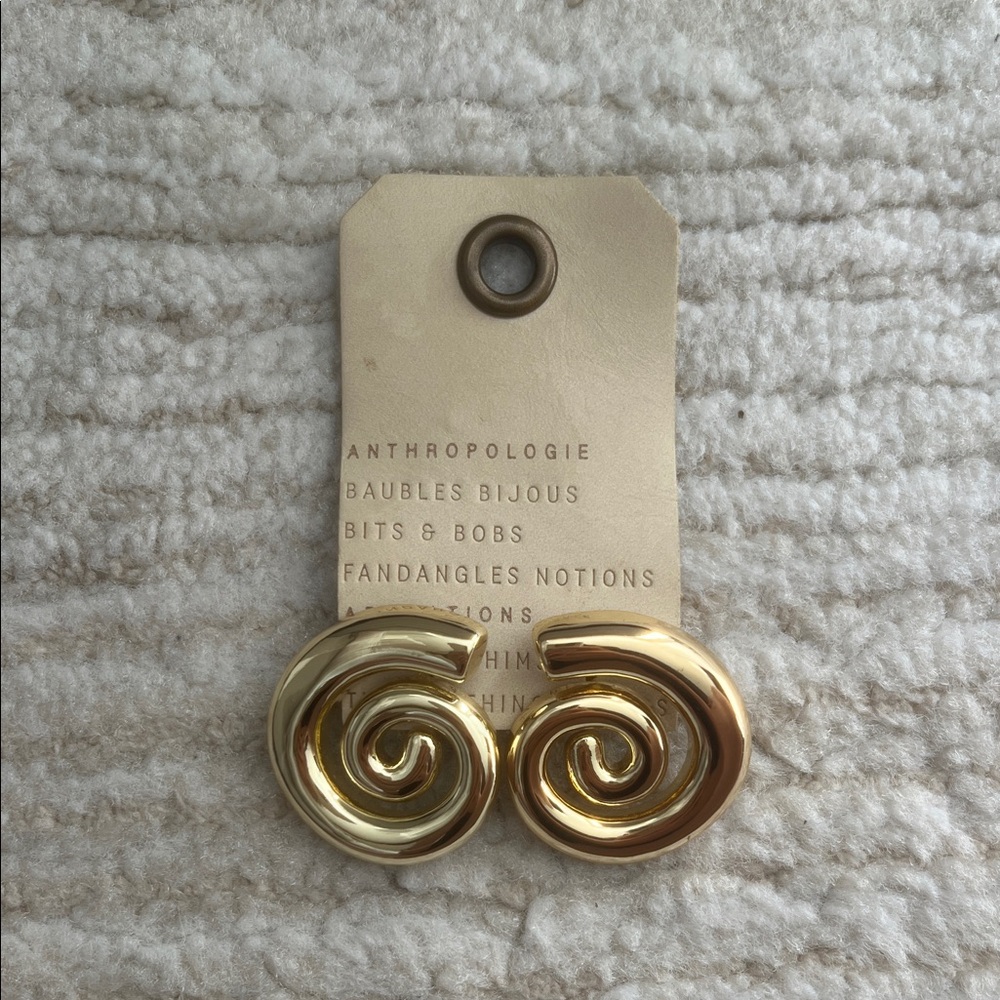 Anthropologie Gold Spiral Earrings